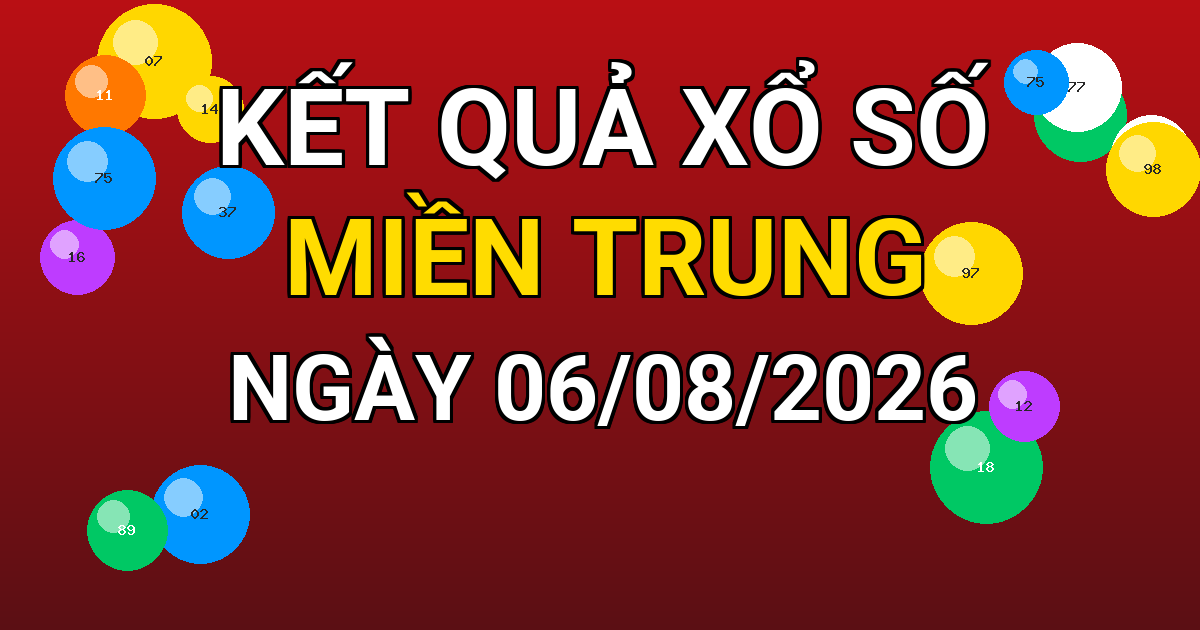 Kết quả xổ số Miền Trung ngày 06/08/2026