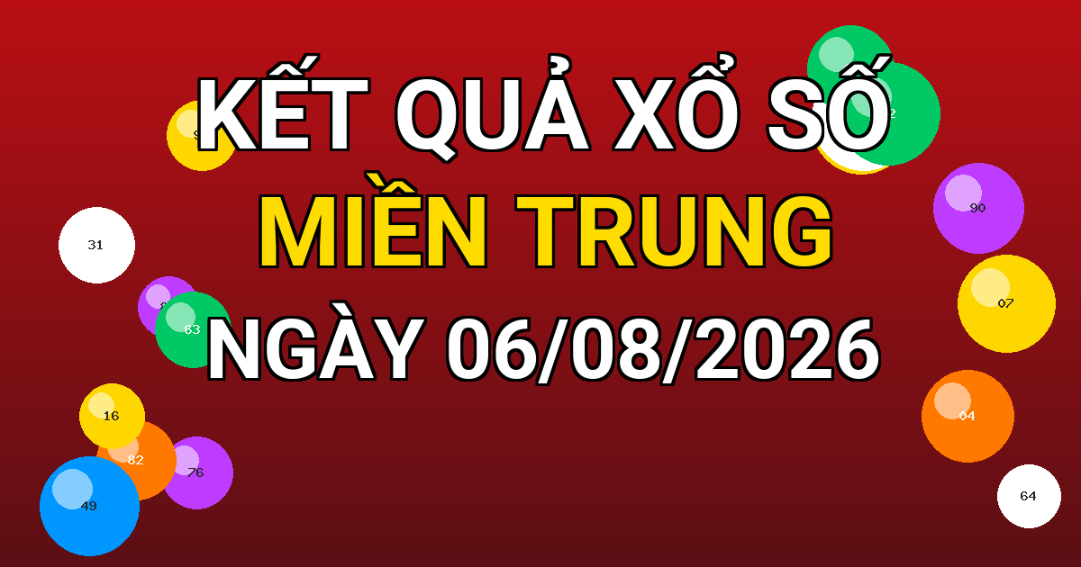 Kết quả xổ số Miền Trung ngày 06/08/2026