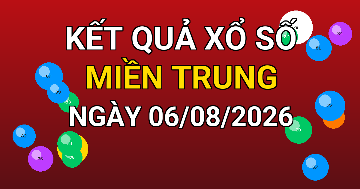 Kết quả xổ số Miền Trung ngày 06/08/2026