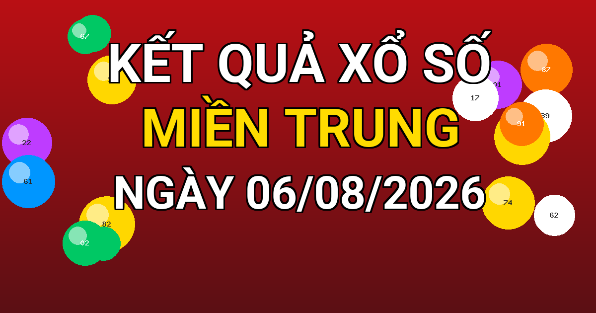 Kết quả xổ số Miền Trung ngày 06/08/2026
