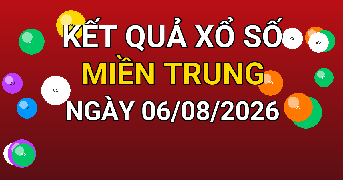 Kết quả xổ số Miền Trung ngày 06/08/2026