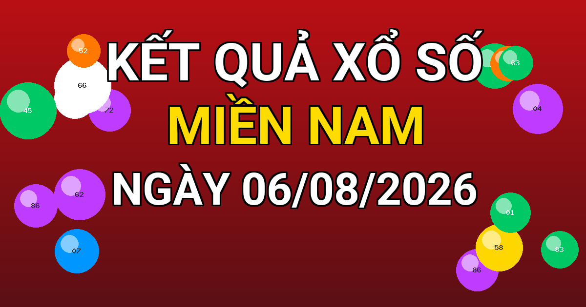 Kết quả xổ số Miền Nam ngày 06/08/2026