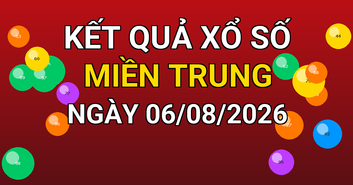 Kết quả xổ số Miền Trung ngày 06/08/2026