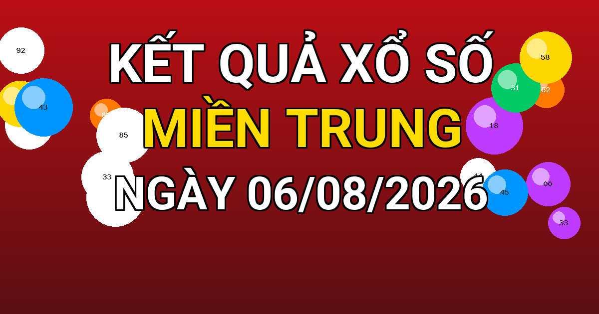 Kết quả xổ số Miền Trung ngày 06/08/2026