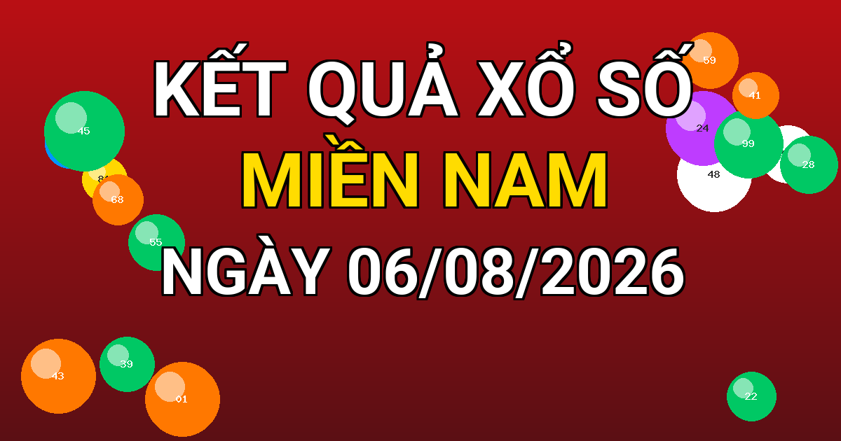 Kết quả xổ số Miền Nam ngày 06/08/2026