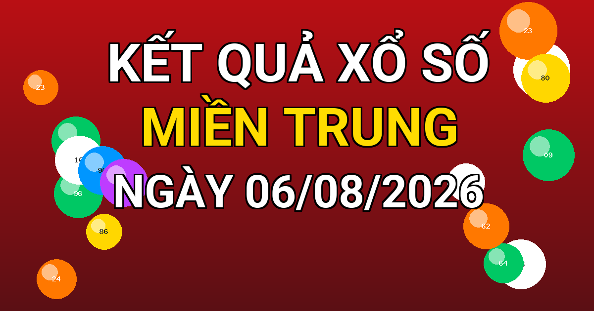 Kết quả xổ số Miền Trung ngày 06/08/2026