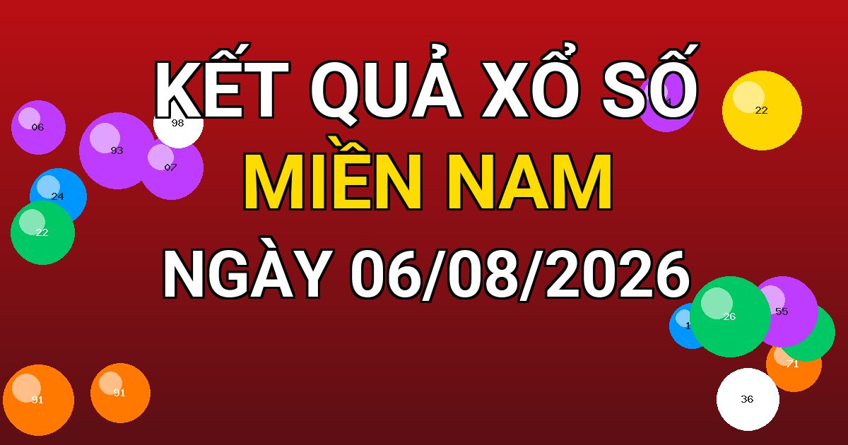 Kết quả xổ số Miền Nam ngày 06/08/2026