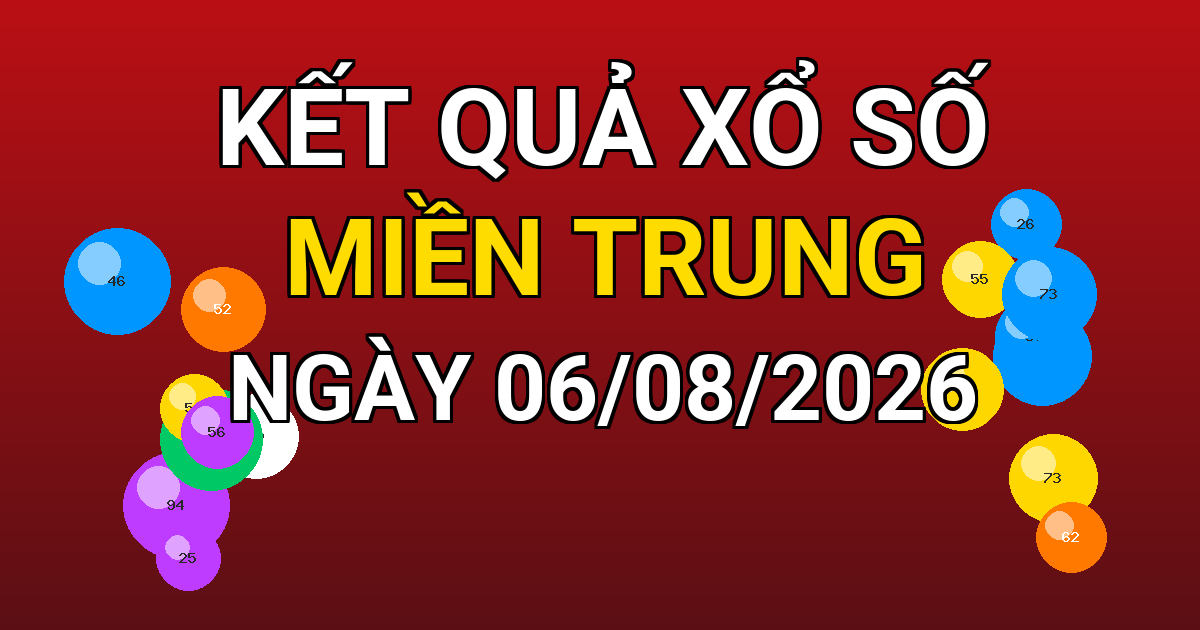 Kết quả xổ số Miền Trung ngày 06/08/2026