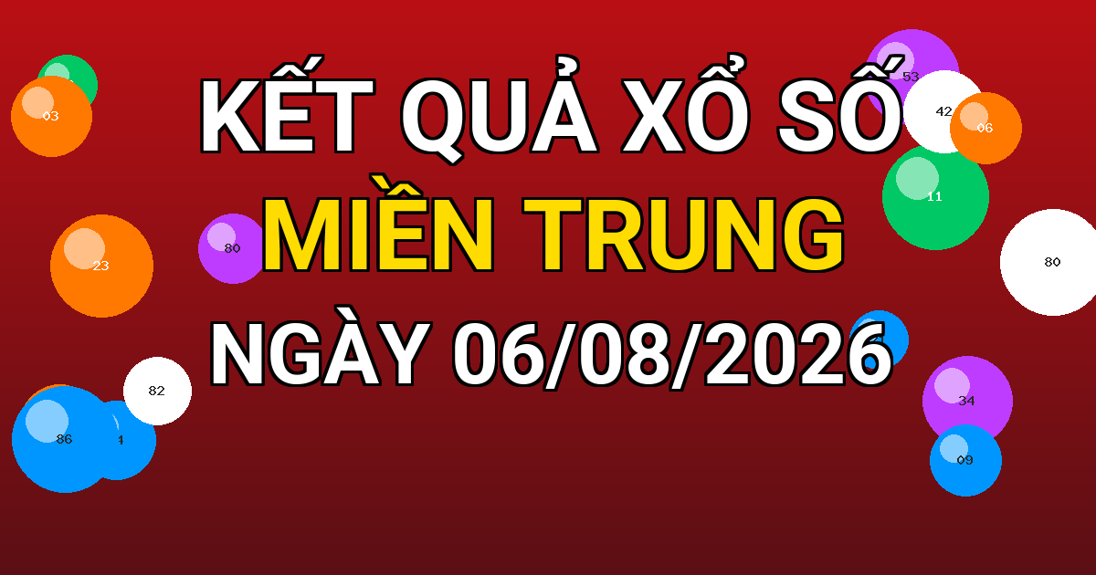 Kết quả xổ số Miền Trung ngày 06/08/2026