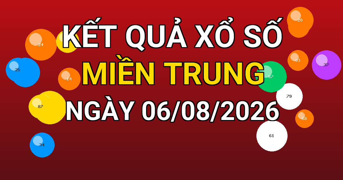 Kết quả xổ số Miền Trung ngày 06/08/2026