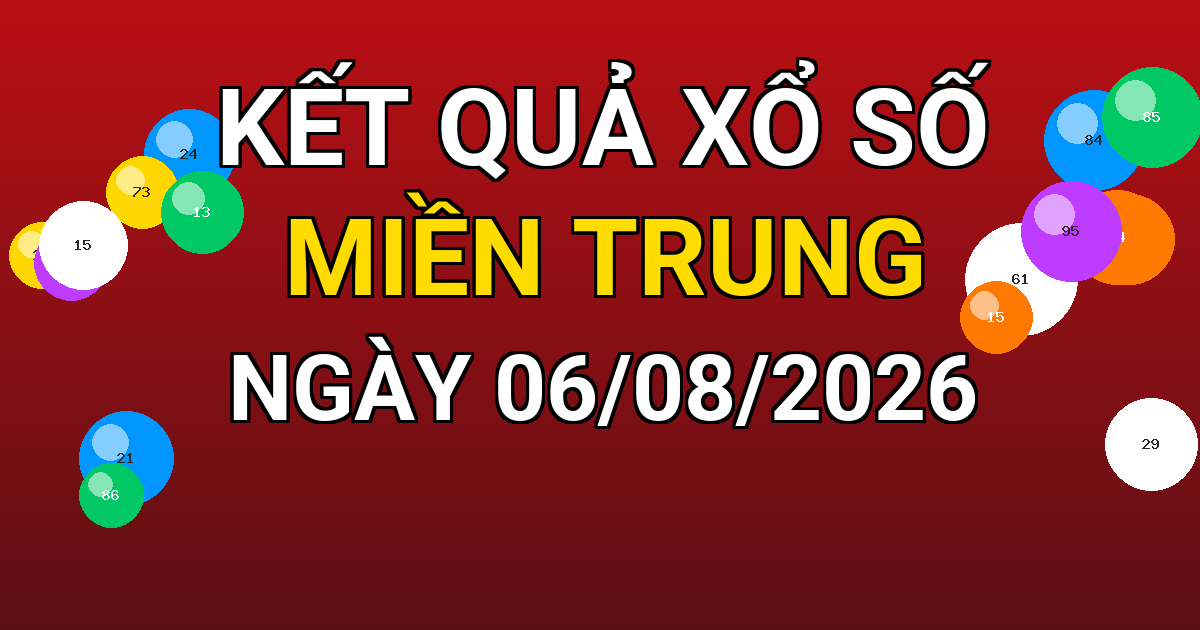 Kết quả xổ số Miền Trung ngày 06/08/2026