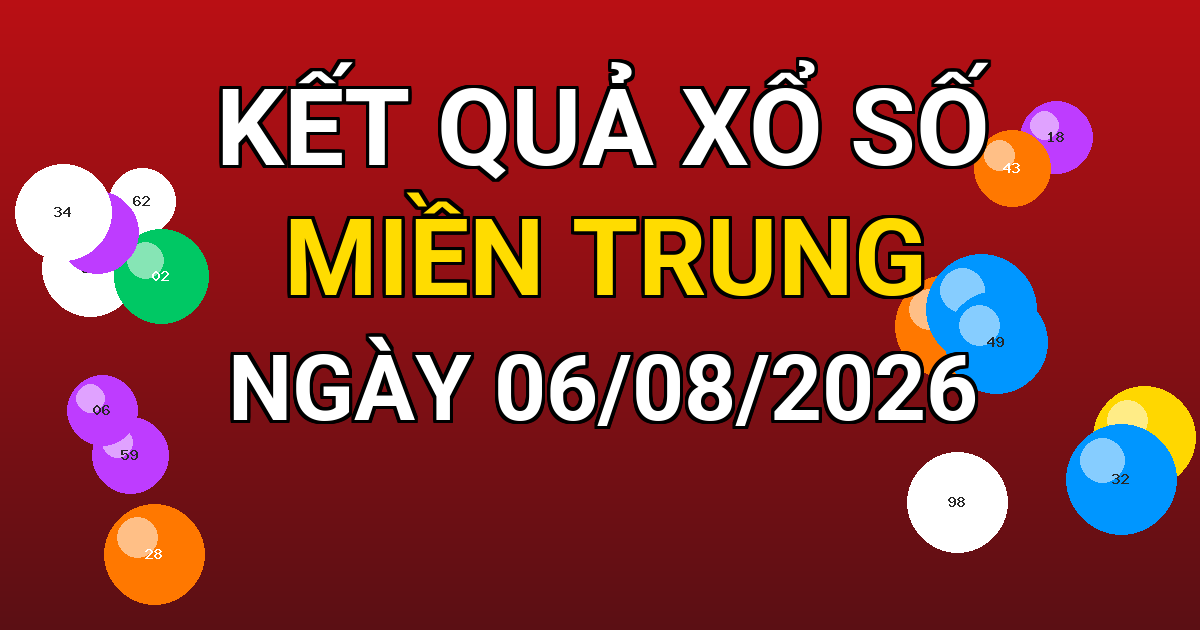 Kết quả xổ số Miền Trung ngày 06/08/2026