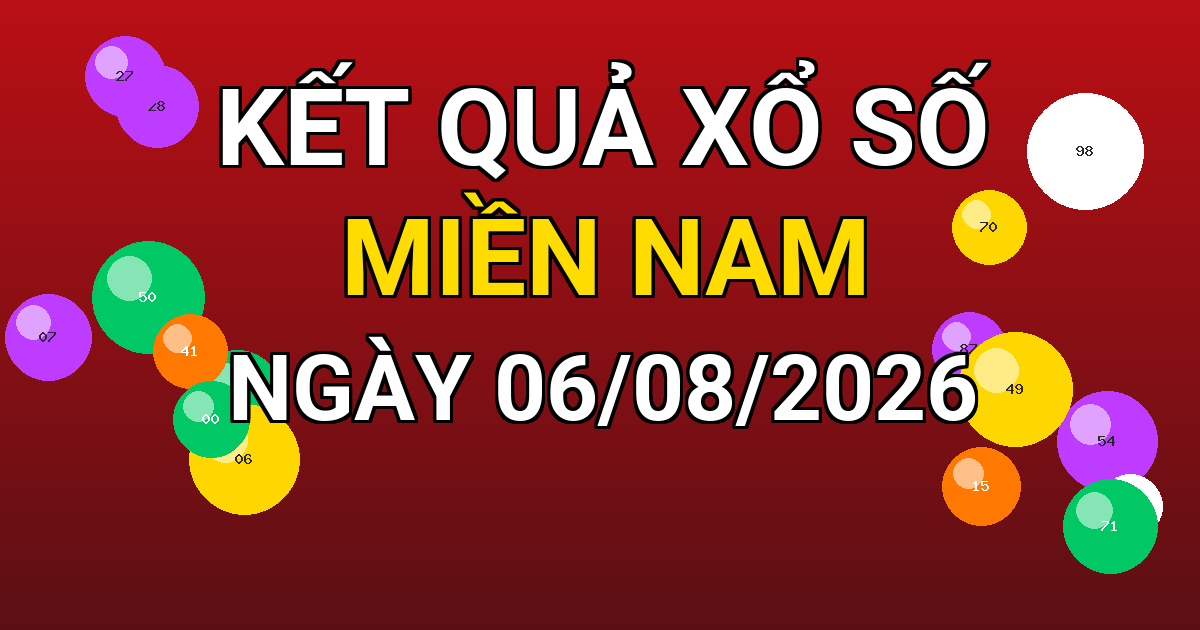 Kết quả xổ số Miền Nam ngày 06/08/2026