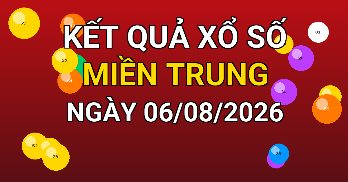 Kết quả xổ số Miền Trung ngày 06/08/2026