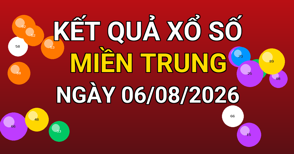 Kết quả xổ số Miền Trung ngày 06/08/2026