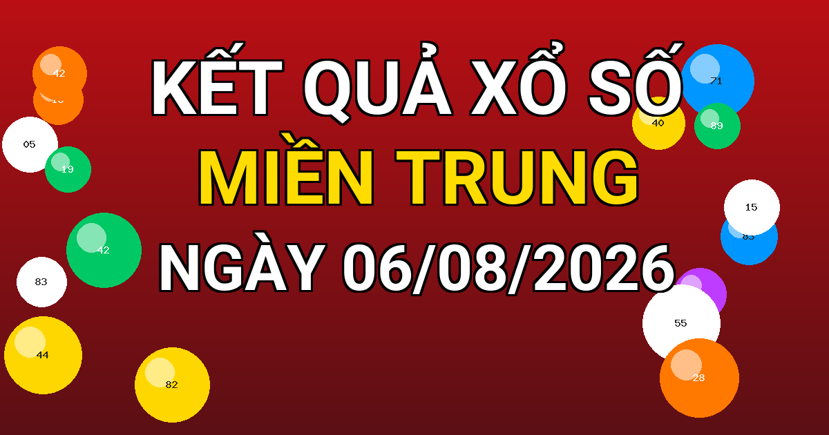 Kết quả xổ số Miền Trung ngày 06/08/2026