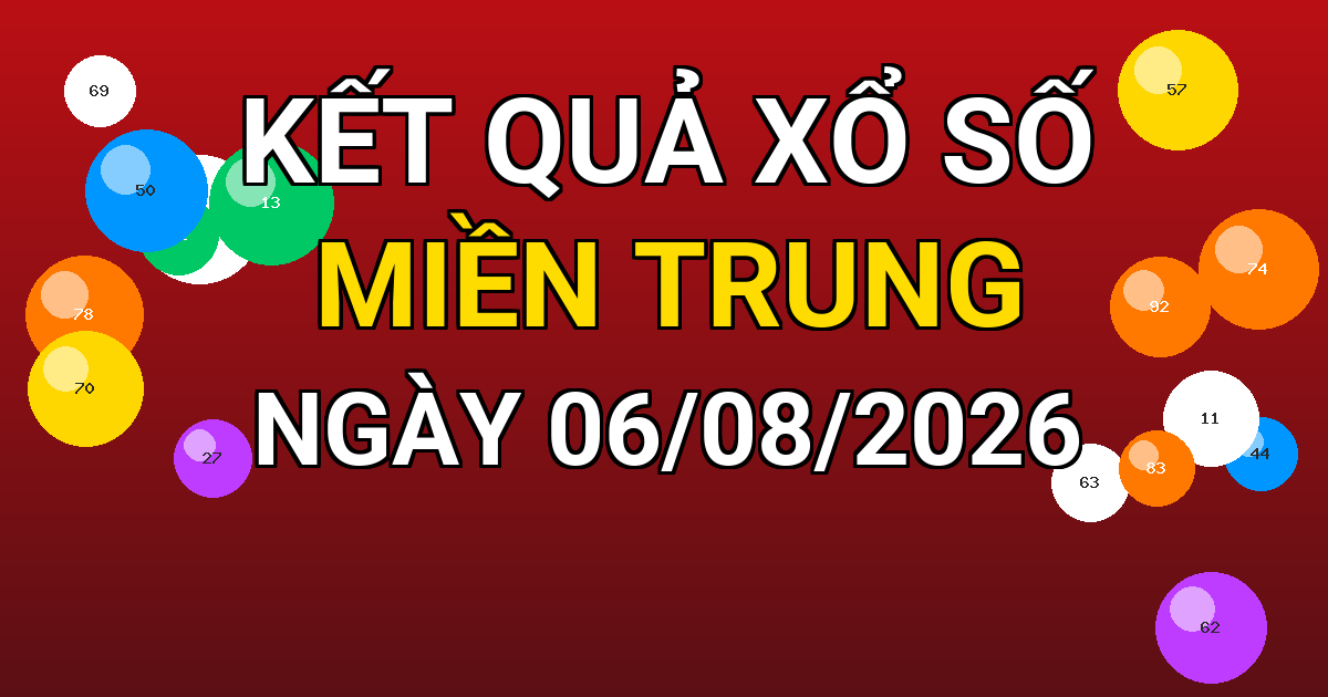 Kết quả xổ số Miền Trung ngày 06/08/2026