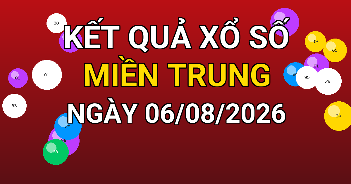Kết quả xổ số Miền Trung ngày 06/08/2026