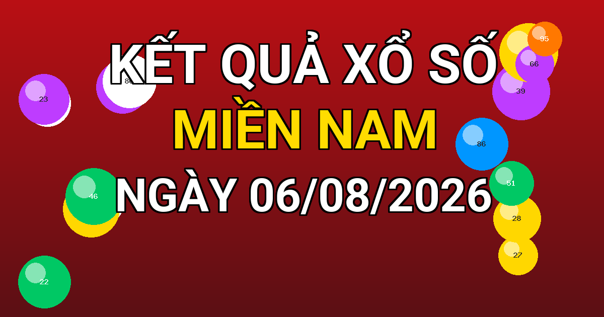 Kết quả xổ số Miền Nam ngày 06/08/2026