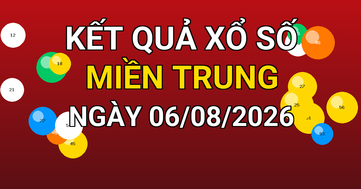Kết quả xổ số Miền Trung ngày 06/08/2026
