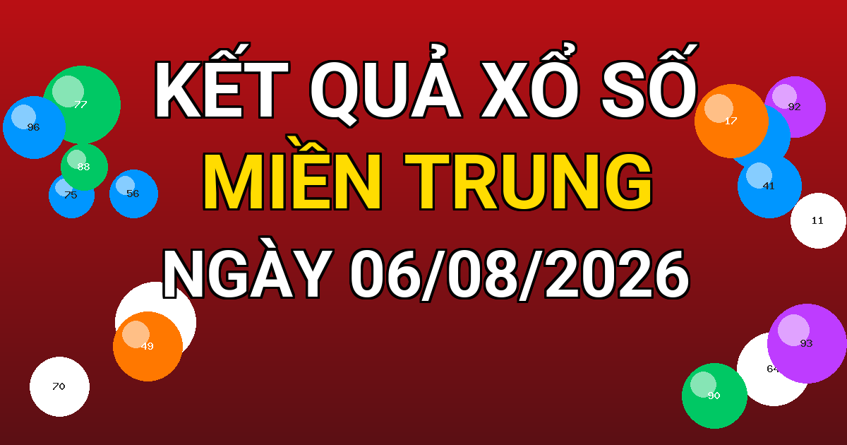 Kết quả xổ số Miền Trung ngày 06/08/2026