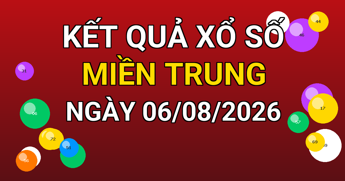 Kết quả xổ số Miền Trung ngày 06/08/2026