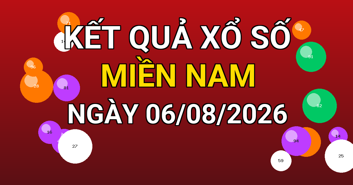 Kết quả xổ số Miền Nam ngày 06/08/2026