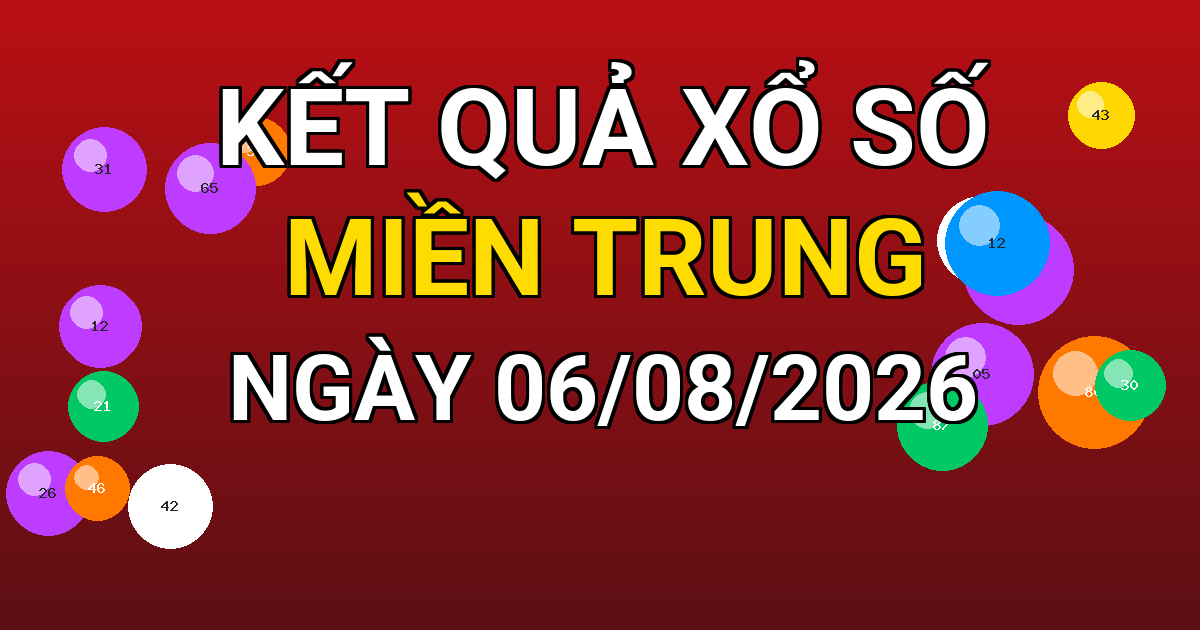 Kết quả xổ số Miền Trung ngày 06/08/2026