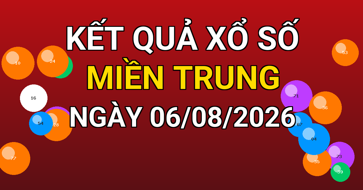 Kết quả xổ số Miền Trung ngày 06/08/2026
