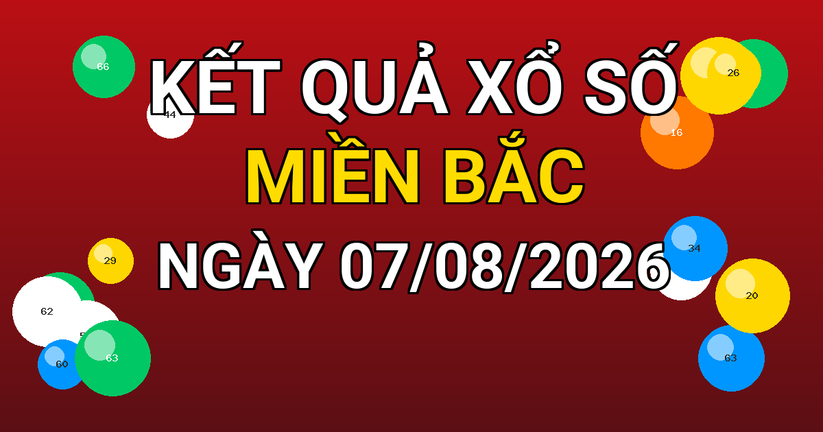 Kết quả xổ số Miền Bắc ngày 07/08/2026