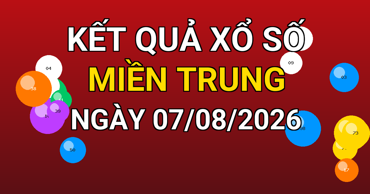 Kết quả xổ số Miền Trung ngày 07/08/2026