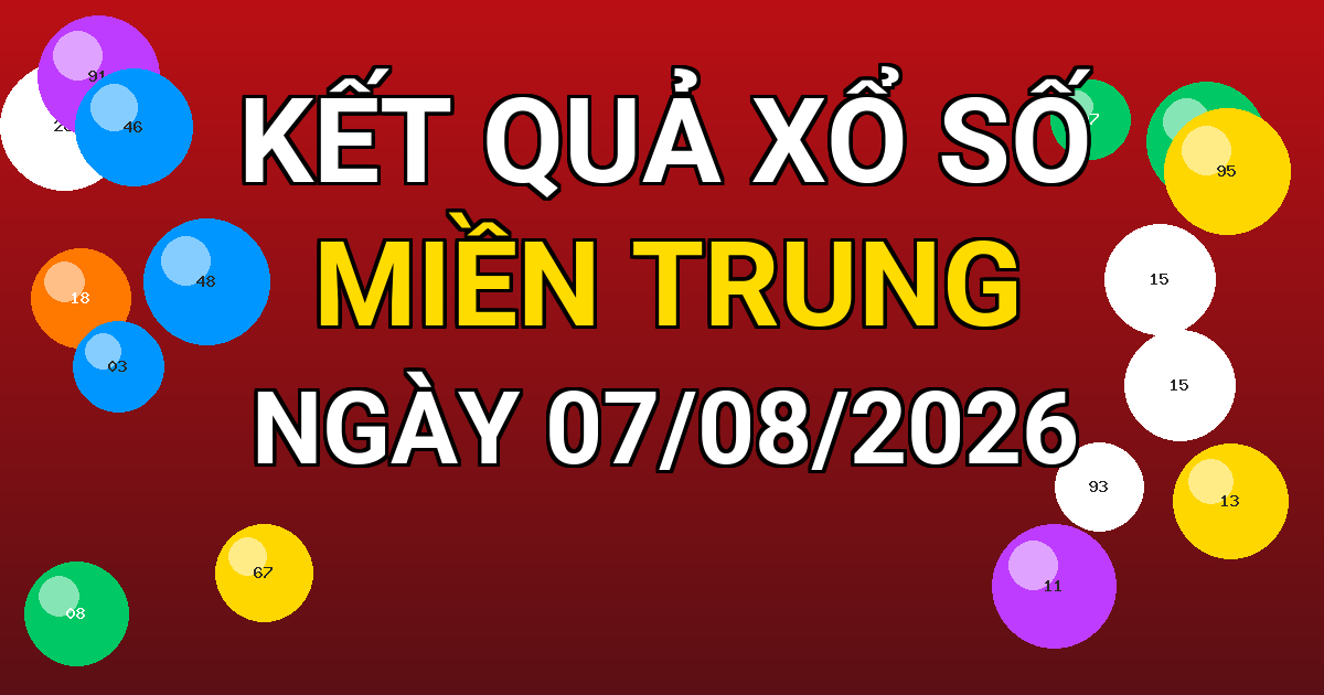 Kết quả xổ số Miền Trung ngày 07/08/2026