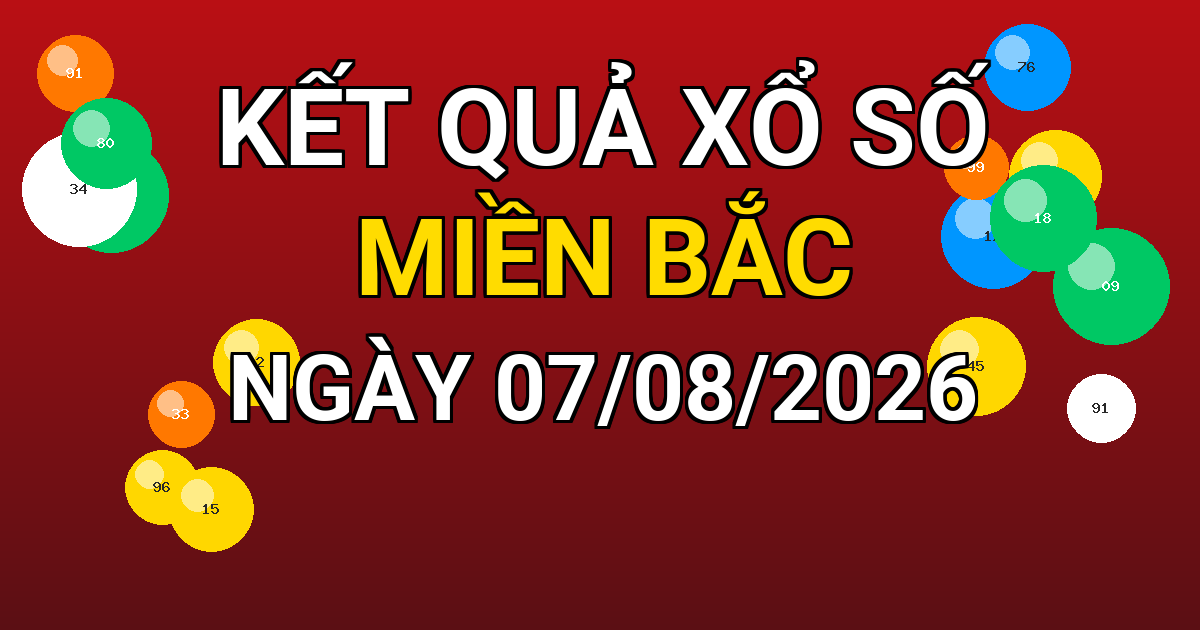 Kết quả xổ số Miền Bắc ngày 07/08/2026