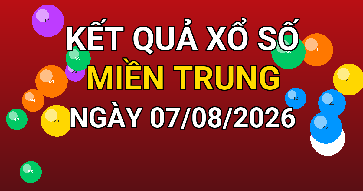 Kết quả xổ số Miền Trung ngày 07/08/2026