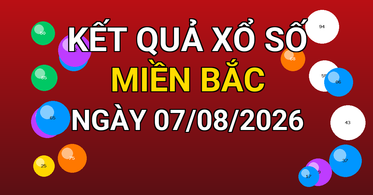 Kết quả xổ số Miền Bắc ngày 07/08/2026