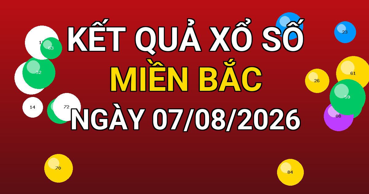 Kết quả xổ số Miền Bắc ngày 07/08/2026