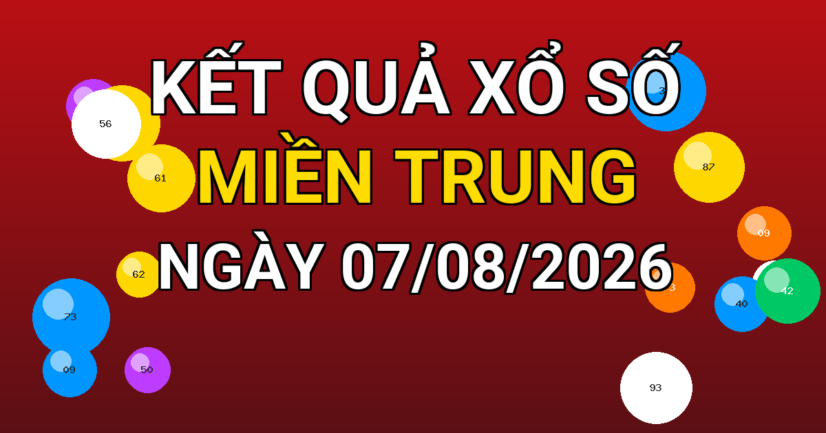 Kết quả xổ số Miền Trung ngày 07/08/2026