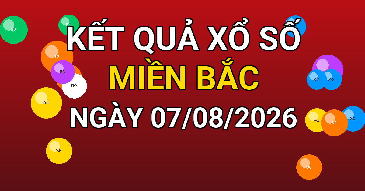 Kết quả xổ số Miền Bắc ngày 07/08/2026