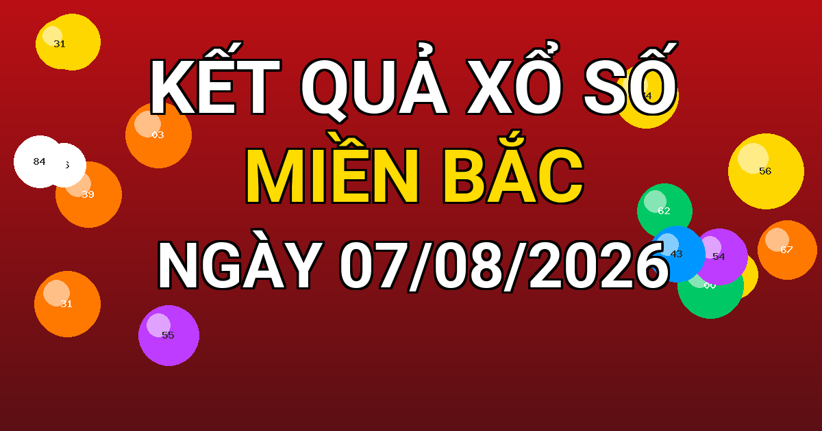 Kết quả xổ số Miền Bắc ngày 07/08/2026