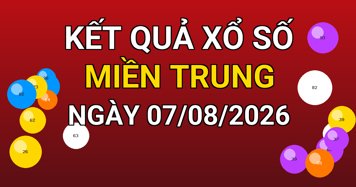Kết quả xổ số Miền Trung ngày 07/08/2026