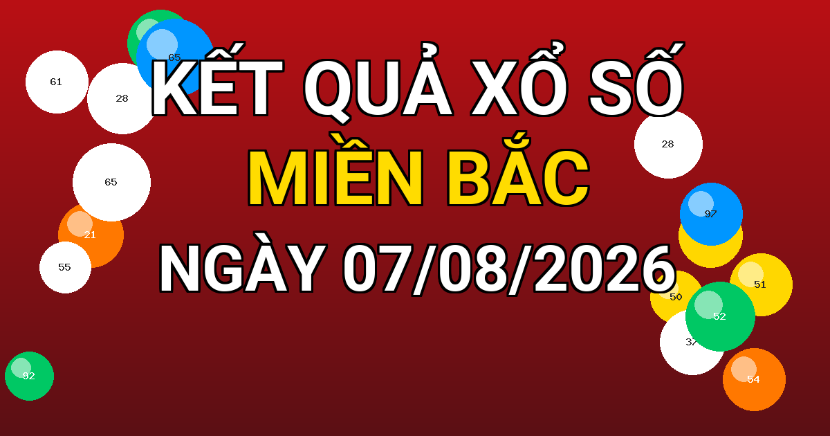 Kết quả xổ số Miền Bắc ngày 07/08/2026
