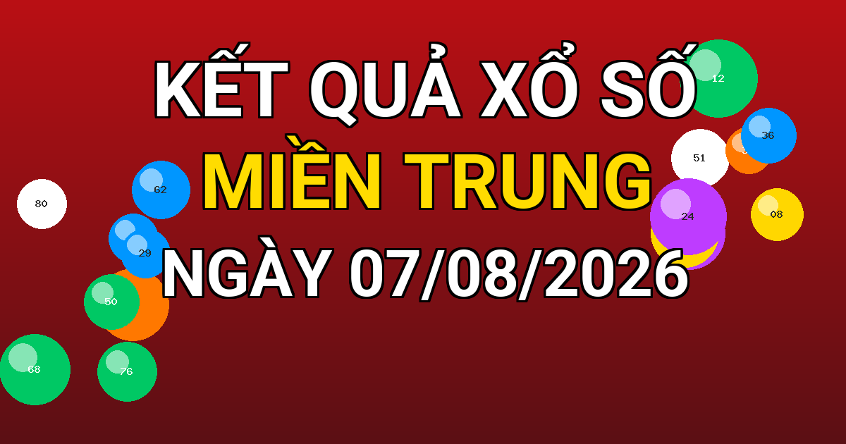 Kết quả xổ số Miền Trung ngày 07/08/2026