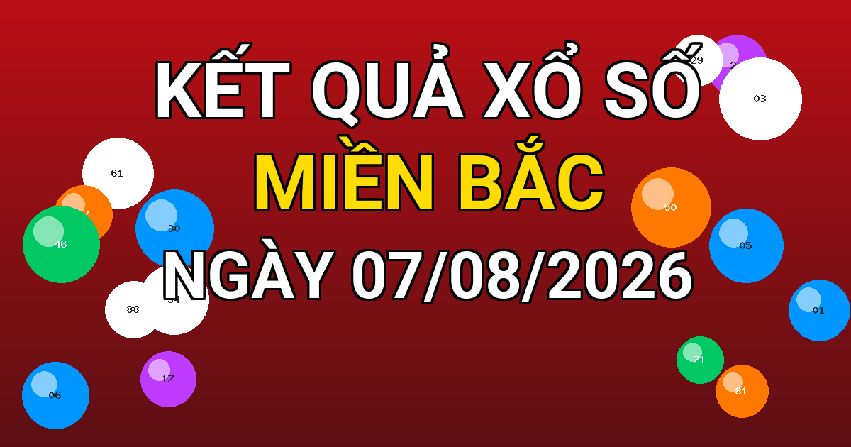 Kết quả xổ số Miền Bắc ngày 07/08/2026