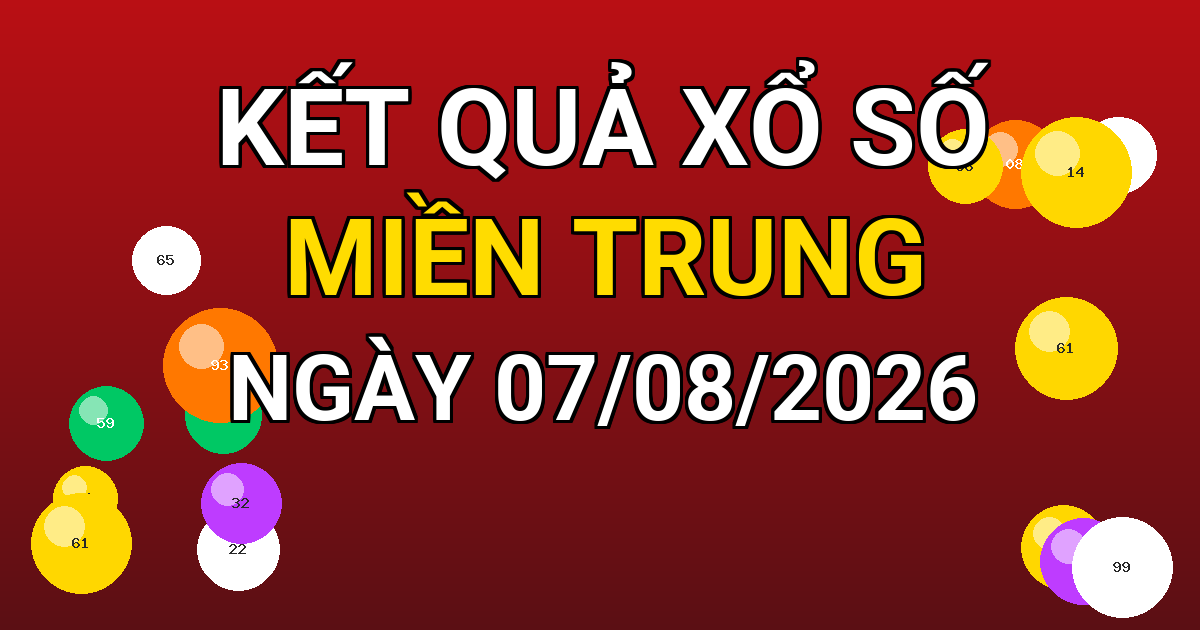 Kết quả xổ số Miền Trung ngày 07/08/2026