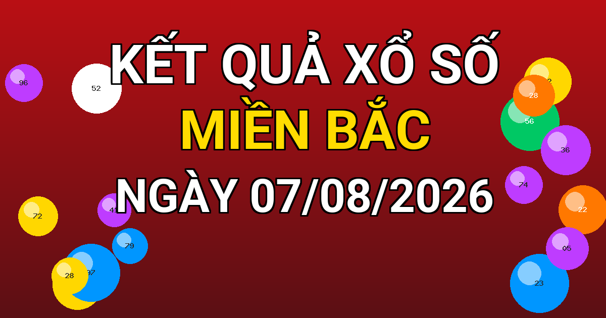 Kết quả xổ số Miền Bắc ngày 07/08/2026