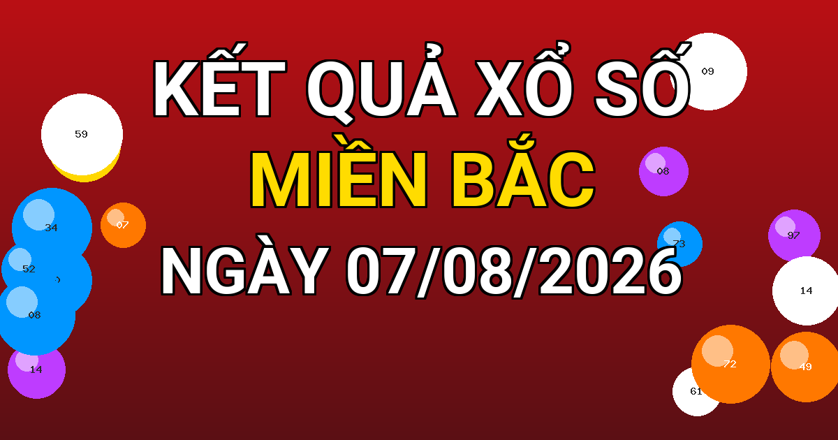 Kết quả xổ số Miền Bắc ngày 07/08/2026