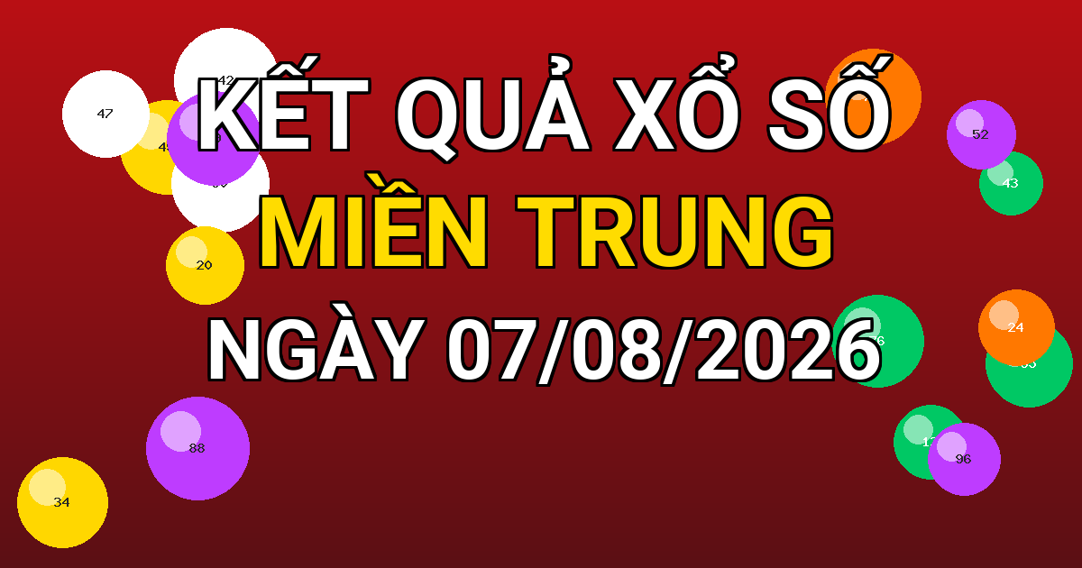Kết quả xổ số Miền Trung ngày 07/08/2026