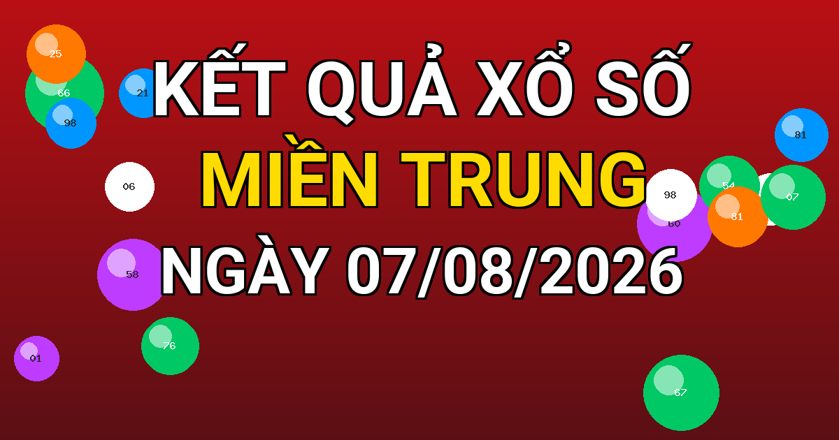 Kết quả xổ số Miền Trung ngày 07/08/2026