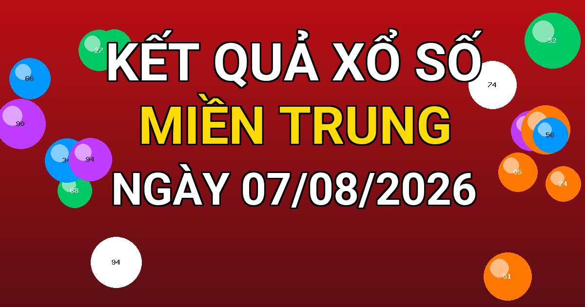 Kết quả xổ số Miền Trung ngày 07/08/2026