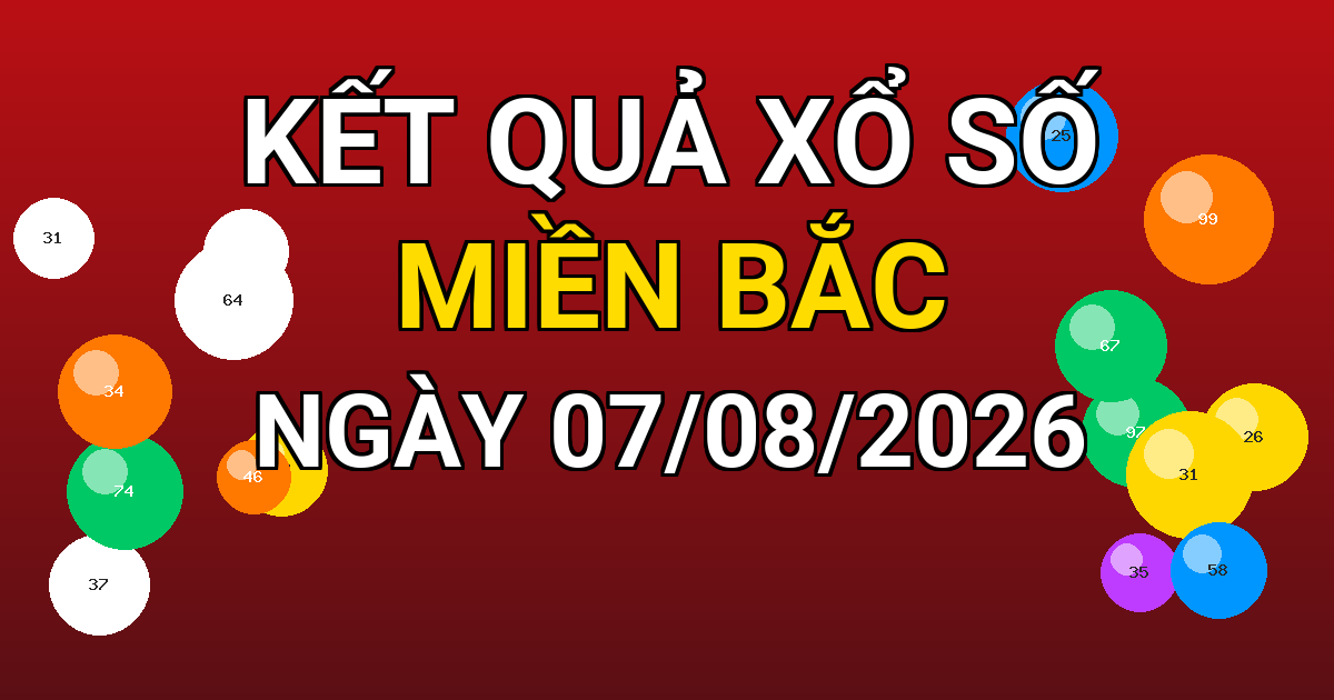 Kết quả xổ số Miền Bắc ngày 07/08/2026